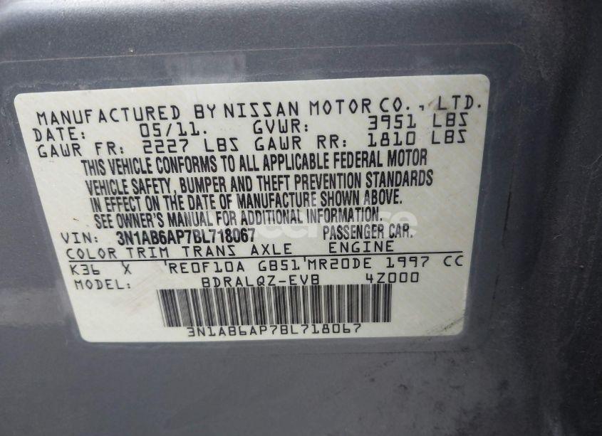 Photo 9 of 2011 Nissan Sentra 2.0 (VIN 3N1AB6AP7BL718067)