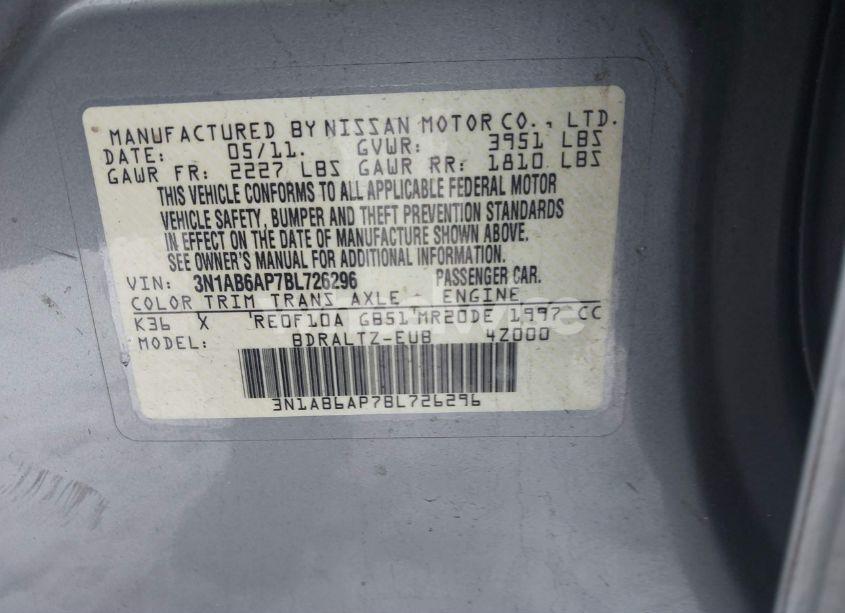 Photo 9 of 2011 Nissan Sentra 2.0S (VIN 3N1AB6AP7BL726296)