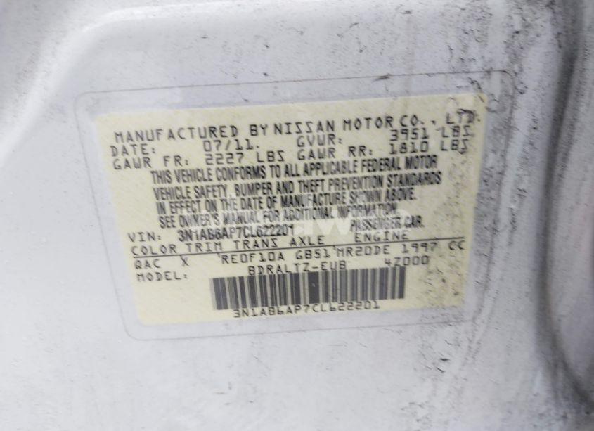 Photo 9 of 2012 Nissan Sentra 2.0 S (VIN 3N1AB6AP7CL622201)