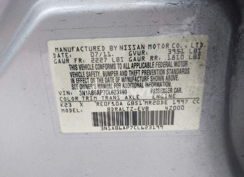 Photo 9 of 2012 Nissan Sentra 2.0 SR (VIN 3N1AB6AP7CL623199)