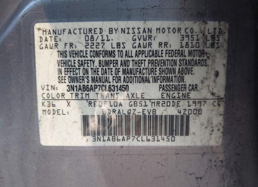 Photo 9 of 2012 Nissan Sentra 2.0 (VIN 3N1AB6AP7CL631450)