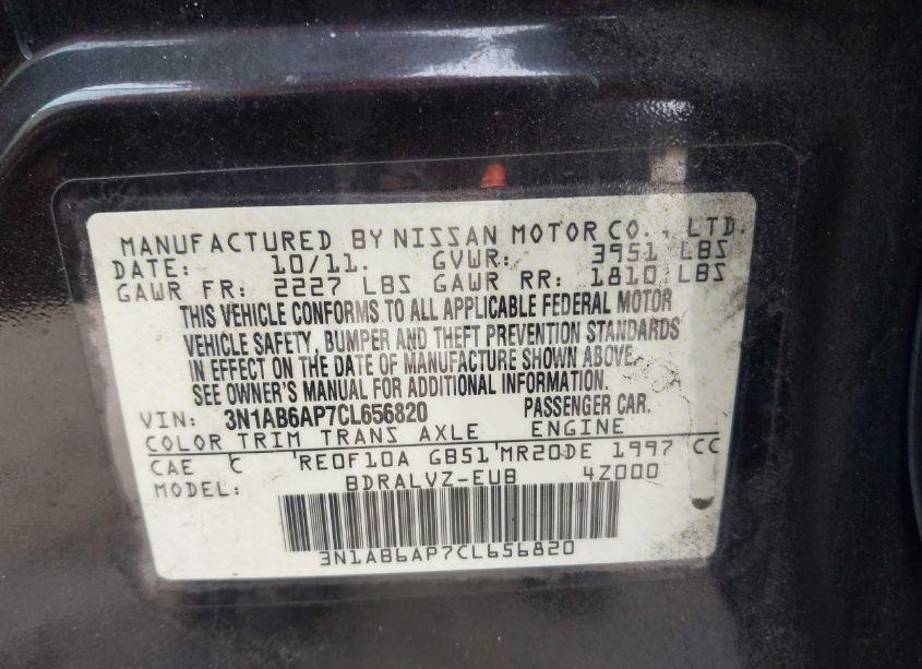 Photo 9 of 2012 Nissan Sentra 2.0 SL (VIN 3N1AB6AP7CL656820)