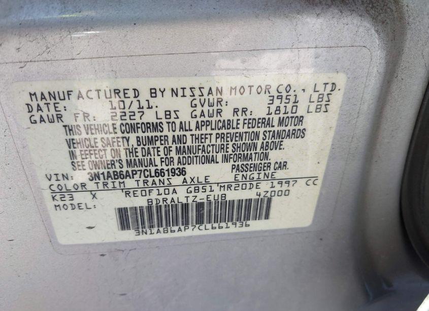 Photo 9 of 2012 Nissan Sentra 2.0 SR (VIN 3N1AB6AP7CL661936)