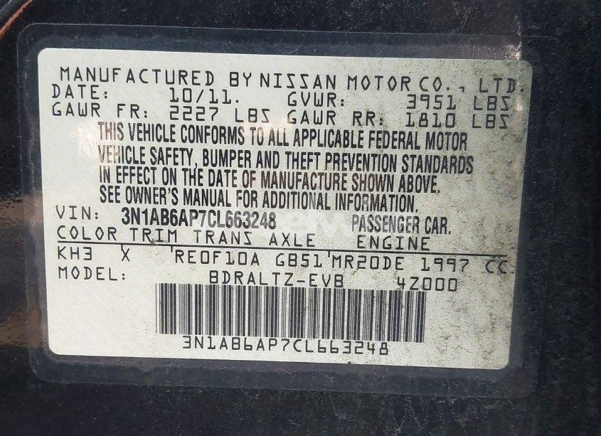 Photo 9 of 2012 Nissan Sentra 2.0 SR (VIN 3N1AB6AP7CL663248)