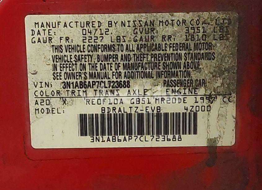 Photo 9 of 2012 Nissan Sentra 2.0 SR (VIN 3N1AB6AP7CL723688)