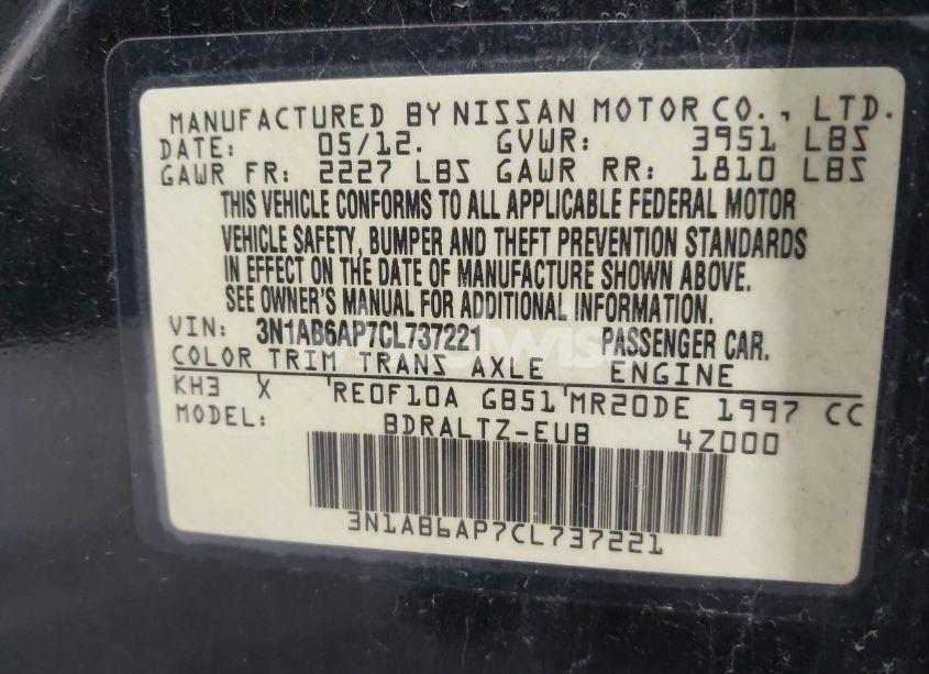 Photo 9 of 2012 Nissan Sentra 2.0 S (VIN 3N1AB6AP7CL737221)