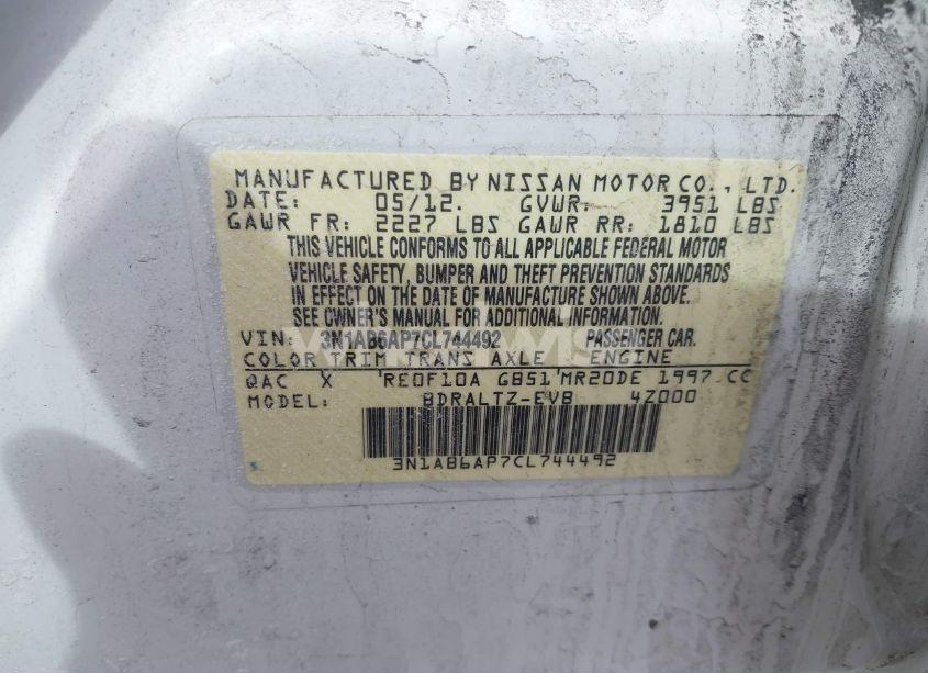 Photo 9 of 2012 Nissan Sentra 2.0 SR (VIN 3N1AB6AP7CL744492)