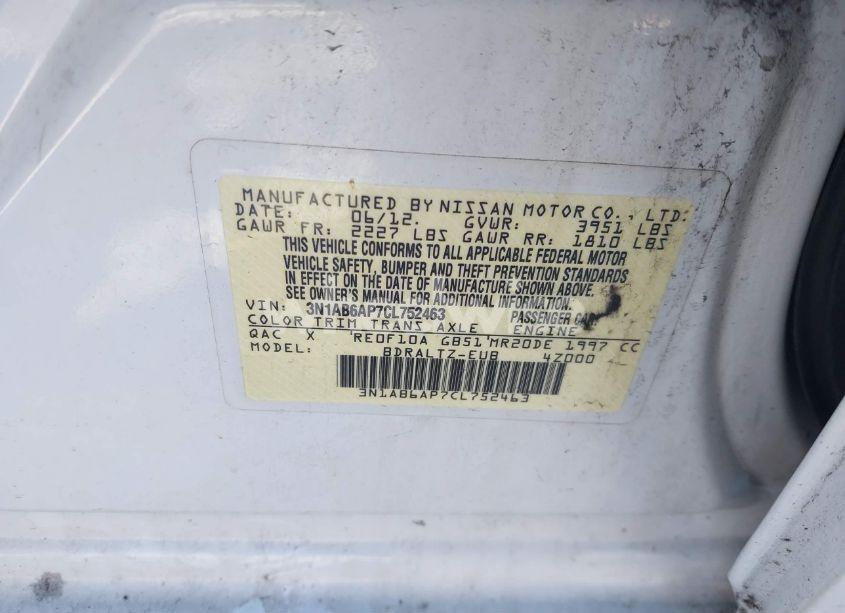 Photo 9 of 2012 Nissan Sentra 2.0 SR (VIN 3N1AB6AP7CL752463)