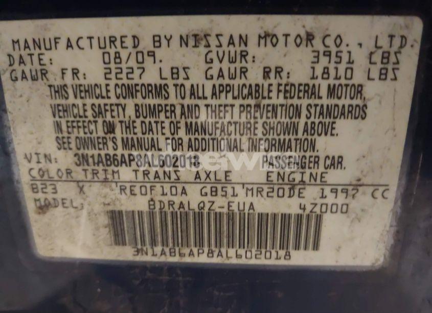 Photo 9 of 2010 Nissan Sentra 2.0 (VIN 3N1AB6AP8AL602018)