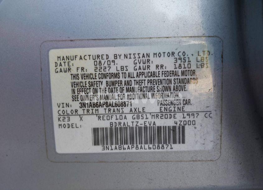 Photo 9 of 2010 Nissan Sentra 2.0SR (VIN 3N1AB6AP8AL608871)