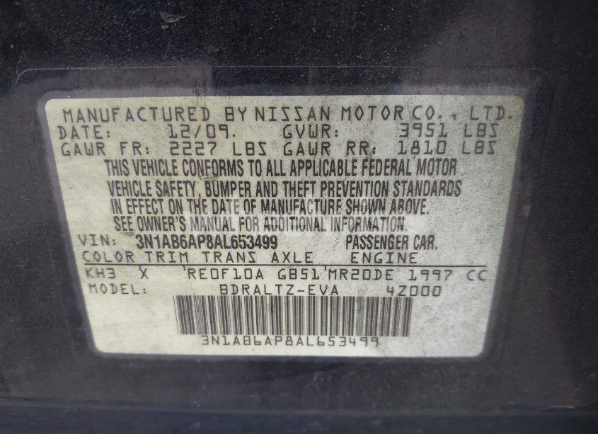 Photo 9 of 2010 Nissan Sentra 2.0SR (VIN 3N1AB6AP8AL653499)