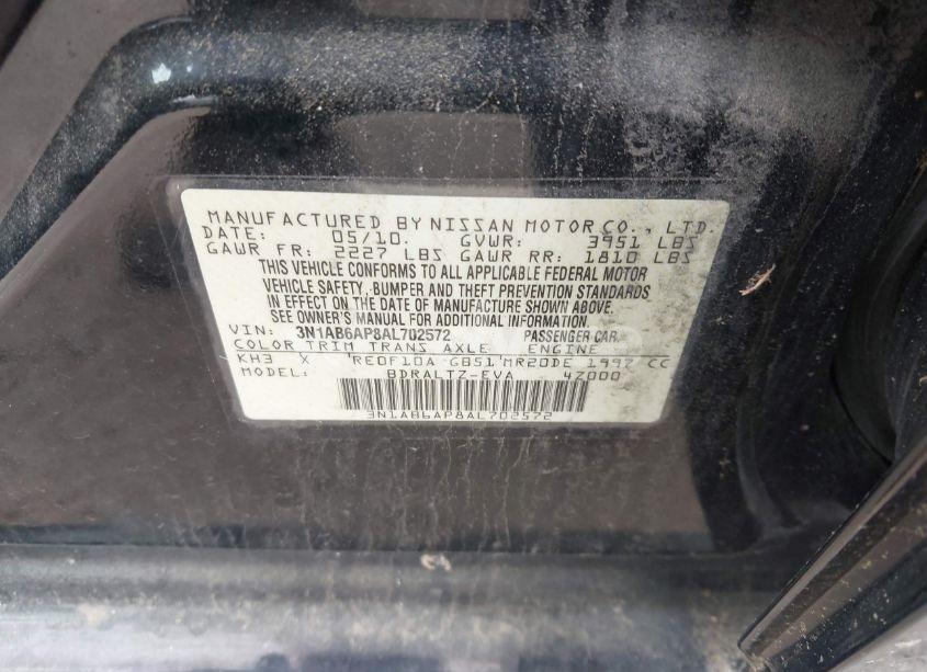 Photo 9 of 2010 Nissan Sentra 2.0SR (VIN 3N1AB6AP8AL702572)