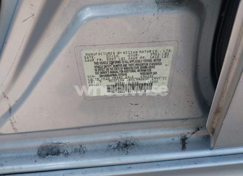 Photo 9 of 2010 Nissan Sentra 2.0SR (VIN 3N1AB6AP8AL727018)