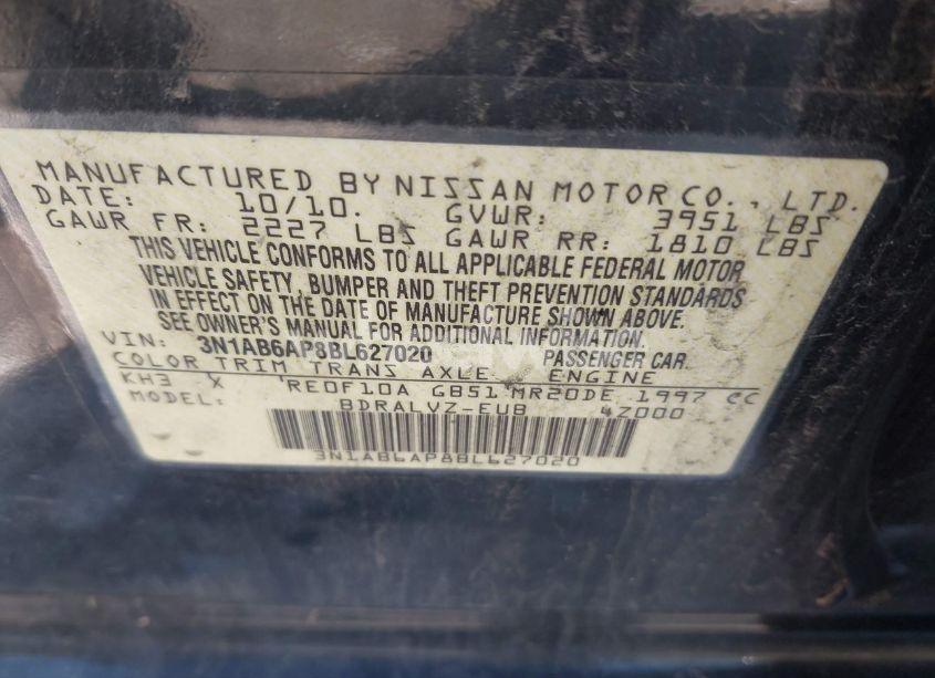 Photo 9 of 2011 Nissan Sentra 2.0SL (VIN 3N1AB6AP8BL627020)