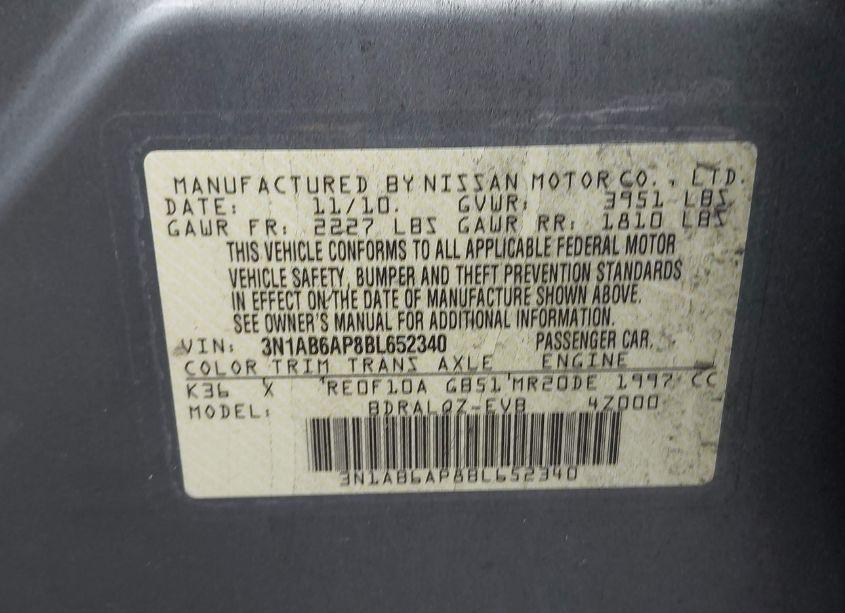 Photo 9 of 2011 Nissan Sentra 2.0 (VIN 3N1AB6AP8BL652340)