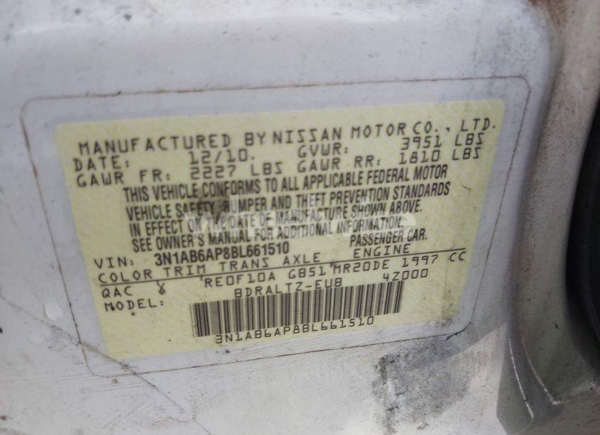 Photo 9 of 2011 Nissan Sentra 2.0S (VIN 3N1AB6AP8BL661510)