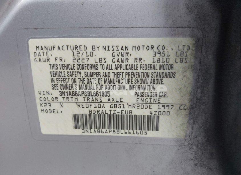 Photo 9 of 2011 Nissan Sentra 2.0S (VIN 3N1AB6AP8BL661605)