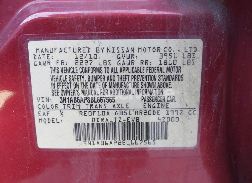 Photo 9 of 2011 Nissan Sentra 2.0SR (VIN 3N1AB6AP8BL667565)