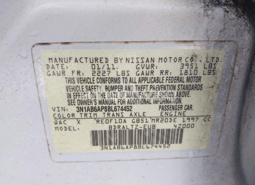 Photo 9 of 2011 Nissan Sentra 2.0SR (VIN 3N1AB6AP8BL674452)