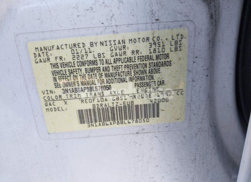 Photo 9 of 2011 Nissan Sentra 2.0SR (VIN 3N1AB6AP8BL678050)