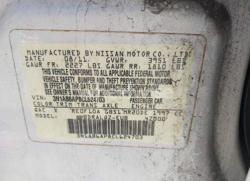 Photo 9 of 2012 Nissan Sentra 2.0 (VIN 3N1AB6AP8CL624703)