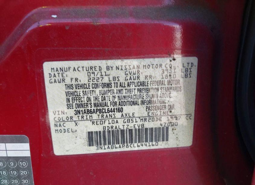 Photo 9 of 2012 Nissan Sentra 2.0 S (VIN 3N1AB6AP8CL644160)