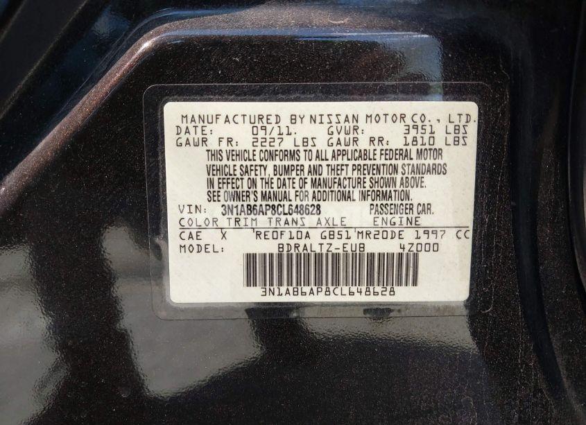 Photo 9 of 2012 Nissan Sentra 2.0 S (VIN 3N1AB6AP8CL648628)