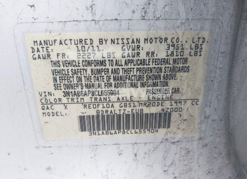 Photo 9 of 2012 Nissan Sentra 2.0 SR (VIN 3N1AB6AP8CL655904)