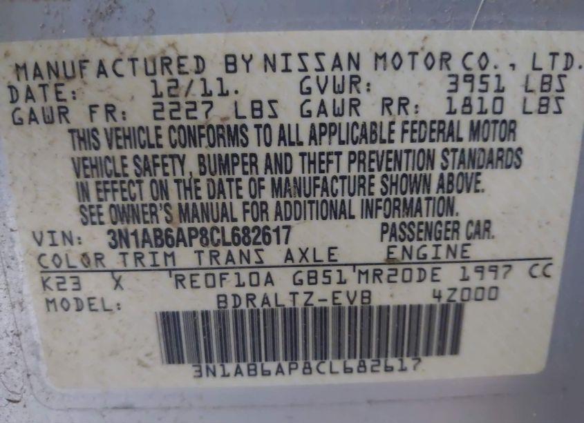 Photo 9 of 2012 Nissan Sentra 2.0 SR (VIN 3N1AB6AP8CL682617)