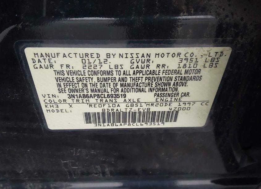 Photo 9 of 2012 Nissan Sentra 2.0 SR (VIN 3N1AB6AP8CL693519)