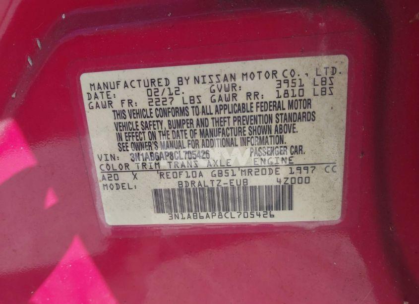 Photo 9 of 2012 Nissan Sentra 2.0 SR (VIN 3N1AB6AP8CL705426)