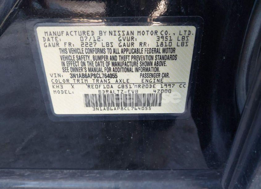 Photo 9 of 2012 Nissan Sentra 2.0 SR (VIN 3N1AB6AP8CL764055)