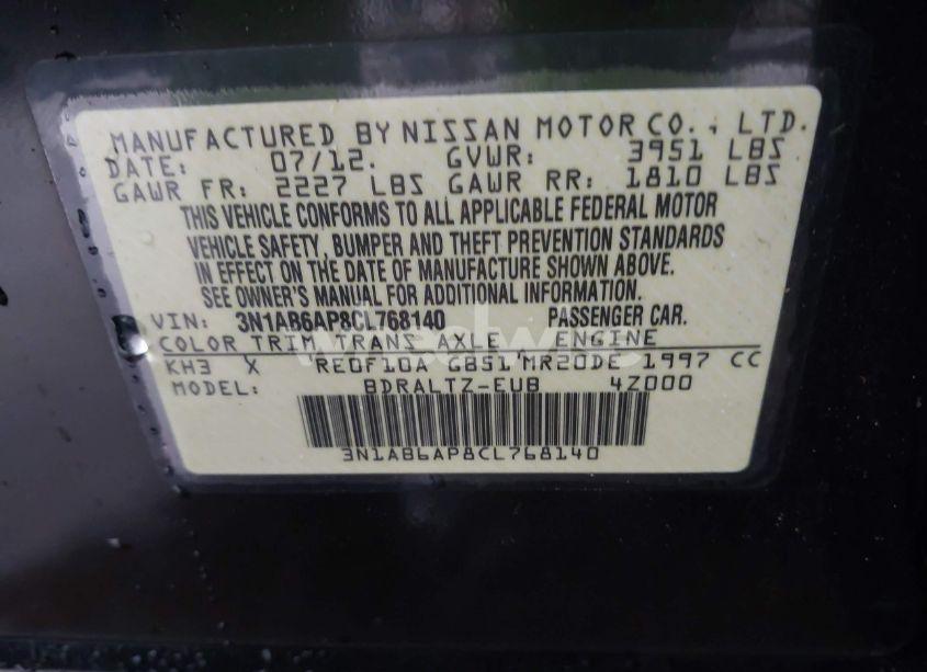 Photo 9 of 2012 Nissan Sentra 2.0 S (VIN 3N1AB6AP8CL768140)