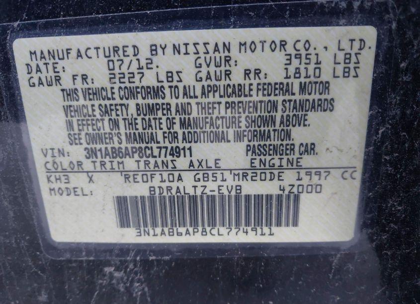 Photo 9 of 2012 Nissan Sentra 2.0 SR (VIN 3N1AB6AP8CL774911)