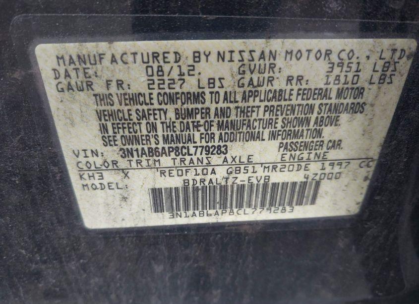 Photo 9 of 2012 Nissan Sentra 2.0 SR (VIN 3N1AB6AP8CL779283)