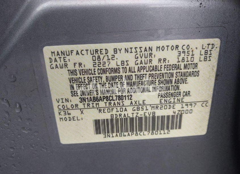 Photo 9 of 2012 Nissan Sentra 2.0 S (VIN 3N1AB6AP8CL780112)