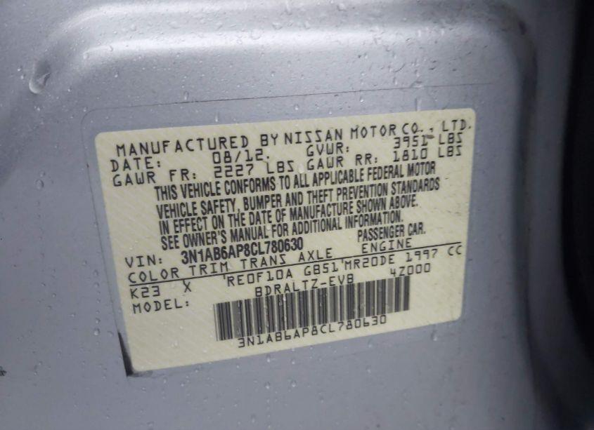 Photo 9 of 2012 Nissan Sentra 2.0 SR (VIN 3N1AB6AP8CL780630)