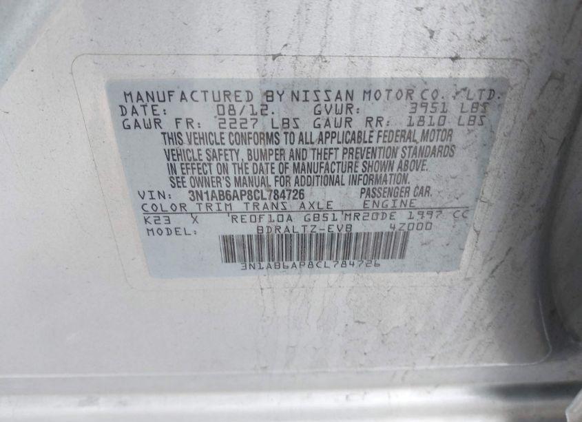 Photo 9 of 2012 Nissan Sentra 2.0 SR (VIN 3N1AB6AP8CL784726)