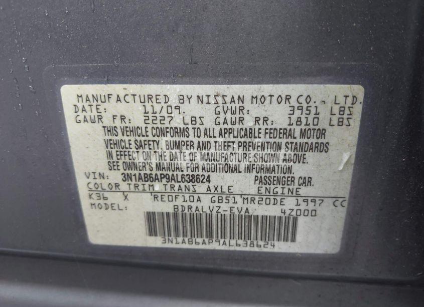 Photo 9 of 2010 Nissan Sentra 2.0SL (VIN 3N1AB6AP9AL638624)