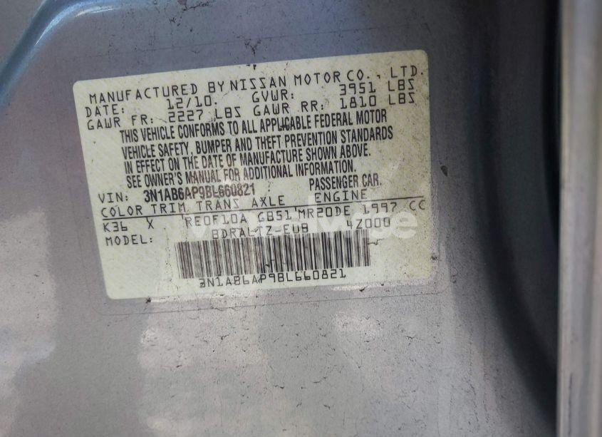 Photo 9 of 2011 Nissan Sentra 2.0S (VIN 3N1AB6AP9BL660821)