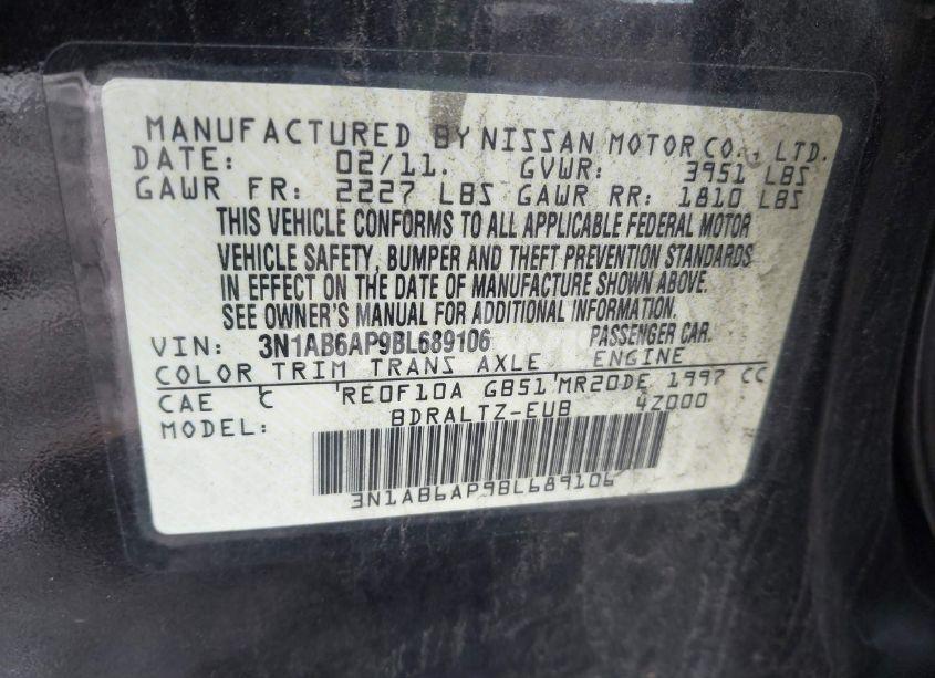 Photo 9 of 2011 Nissan Sentra 2.0S (VIN 3N1AB6AP9BL689106)