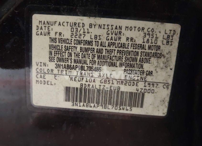 Photo 9 of 2011 Nissan Sentra 2.0S (VIN 3N1AB6AP9BL705465)