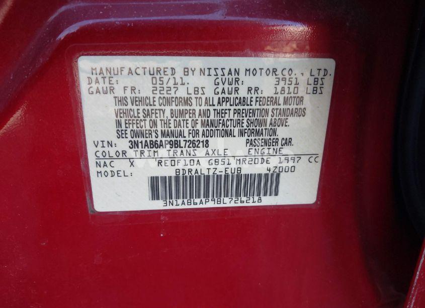 Photo 9 of 2011 Nissan Sentra 2.0S (VIN 3N1AB6AP9BL726218)