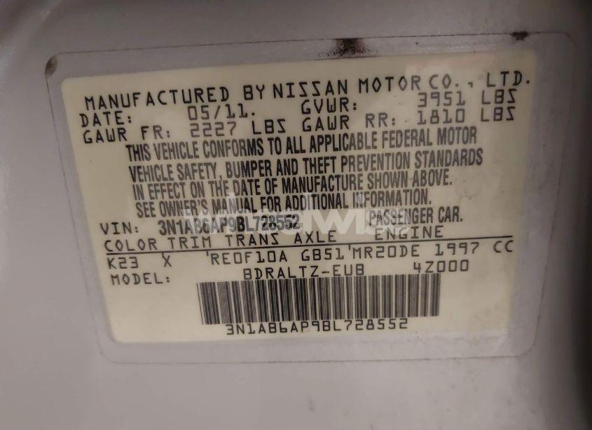 Photo 9 of 2011 Nissan Sentra 2.0S (VIN 3N1AB6AP9BL728552)