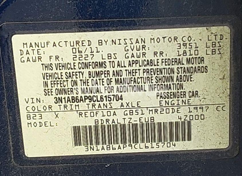 Photo 9 of 2012 Nissan Sentra 2.0 S (VIN 3N1AB6AP9CL615704)