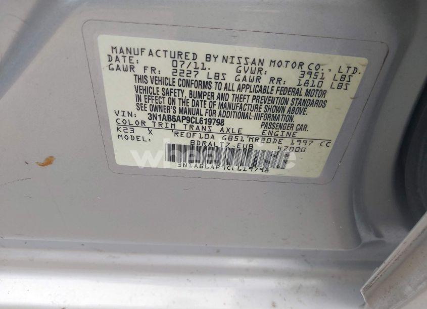 Photo 9 of 2012 Nissan Sentra 2.0 SR (VIN 3N1AB6AP9CL619798)