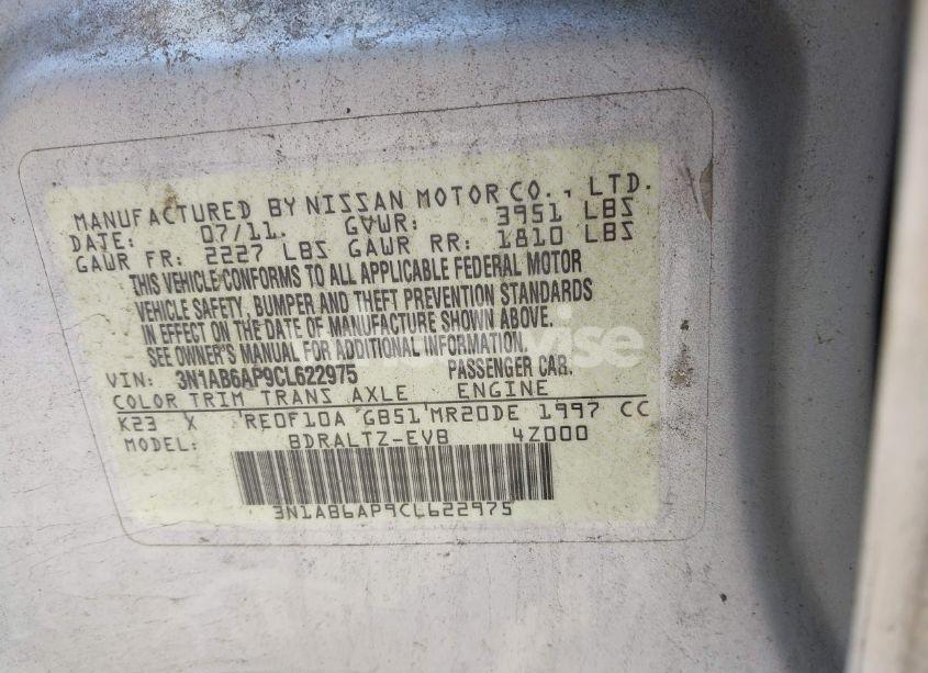 Photo 9 of 2012 Nissan Sentra 2.0 S (VIN 3N1AB6AP9CL622975)