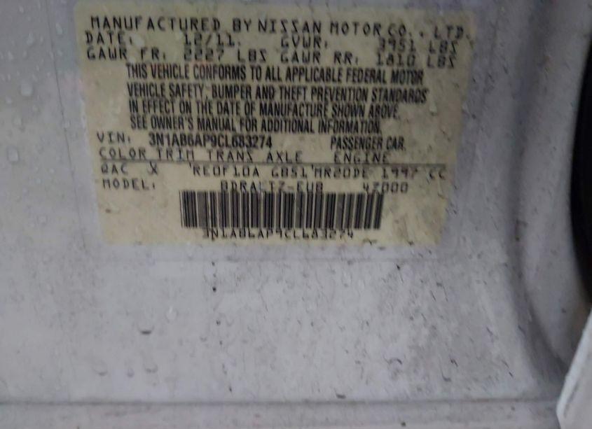 Photo 9 of 2012 Nissan Sentra 2.0 S (VIN 3N1AB6AP9CL683274)