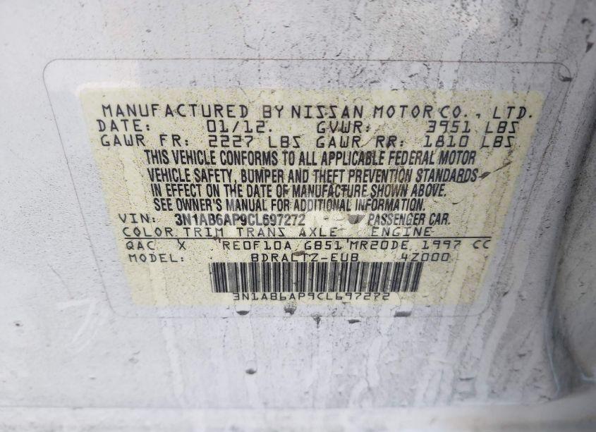 Photo 9 of 2012 Nissan Sentra 2.0 SR (VIN 3N1AB6AP9CL697272)