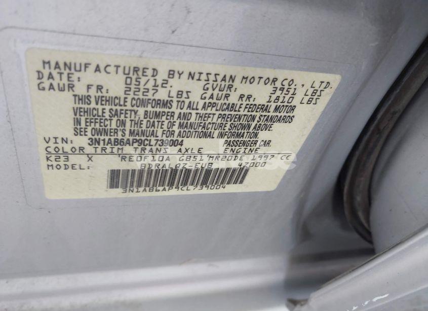 Photo 9 of 2012 Nissan Sentra 2.0 (VIN 3N1AB6AP9CL739004)
